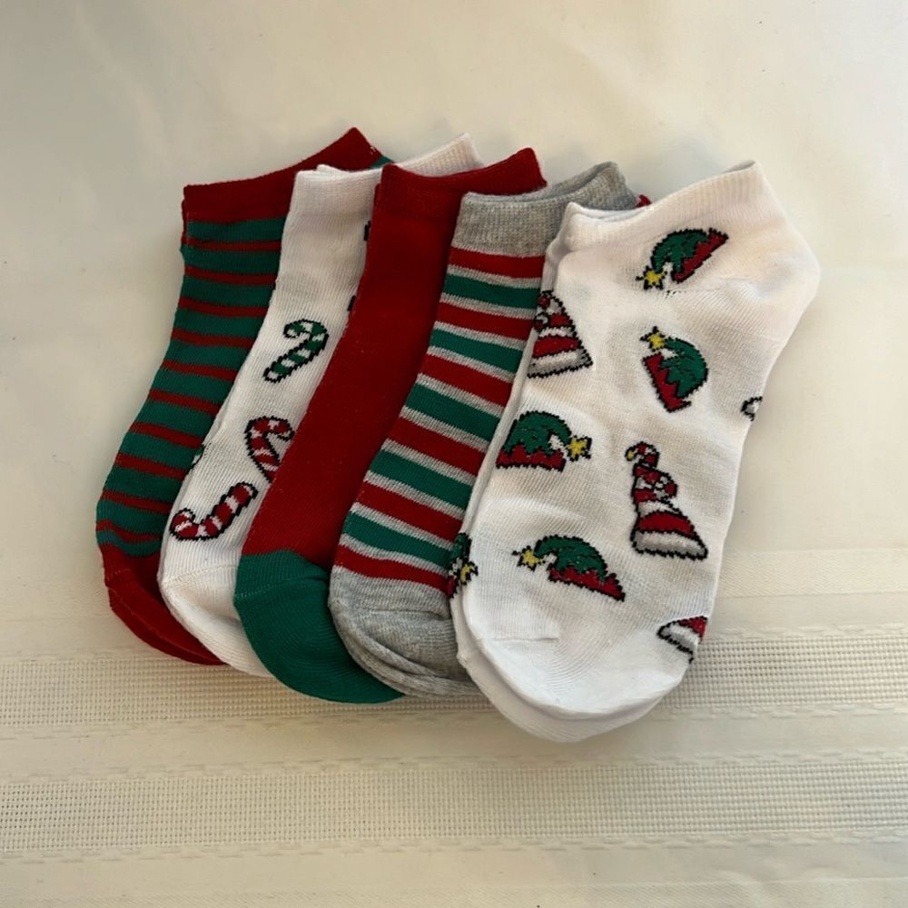 Set of Five Pair of Christmas No-Peek Novelty Socks